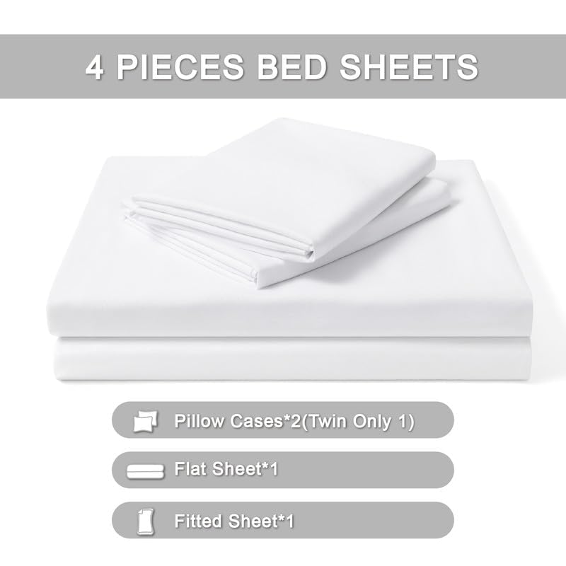 FreshCulture Queen Sheet Set - Ultra Soft Sheets for Queen Size Bed - 4 Pieces Hotel Luxury Queen Bed Sheets