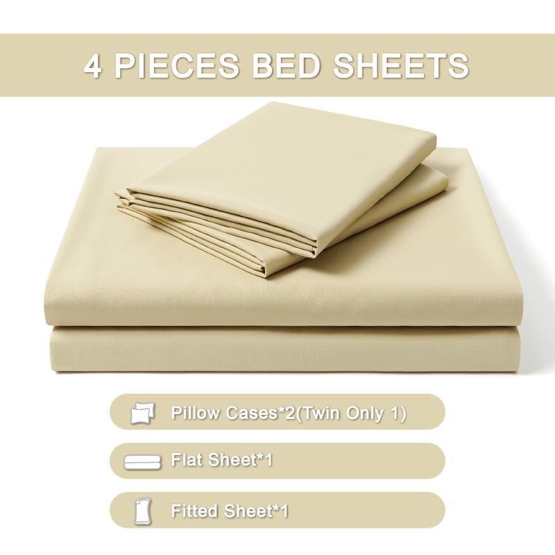 FreshCulture Queen Sheet Set - Ultra Soft Sheets for Queen Size Bed - 4 Pieces Hotel Luxury Queen Bed Sheets