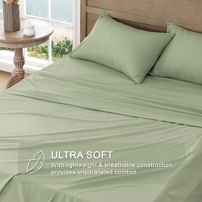 FreshCulture Queen Sheet Set - Ultra Soft Sheets for Queen Size Bed - 4 Pieces Hotel Luxury Queen Bed Sheets