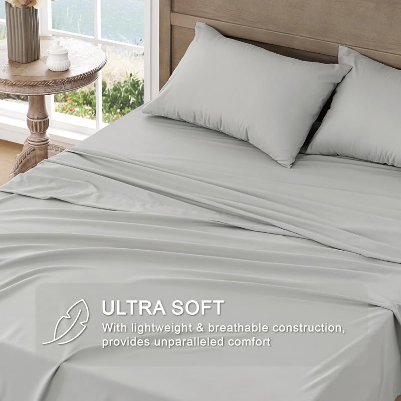 FreshCulture Queen Sheet Set - Ultra Soft Sheets for Queen Size Bed - 4 Pieces Hotel Luxury Queen Bed Sheets