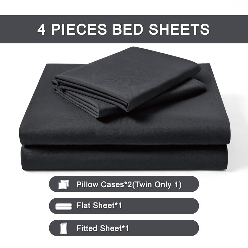 FreshCulture Queen Sheet Set - Ultra Soft Sheets for Queen Size Bed - 4 Pieces Hotel Luxury Queen Bed Sheets