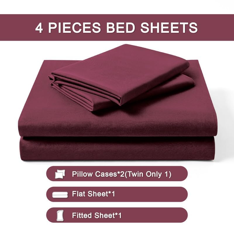 FreshCulture Queen Sheet Set - Ultra Soft Sheets for Queen Size Bed - 4 Pieces Hotel Luxury Queen Bed Sheets