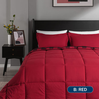 Downluxe King Size Comforter Set - Red and Black King Comforter, Soft Bedding Sets for All Seasons - 3 Pieces