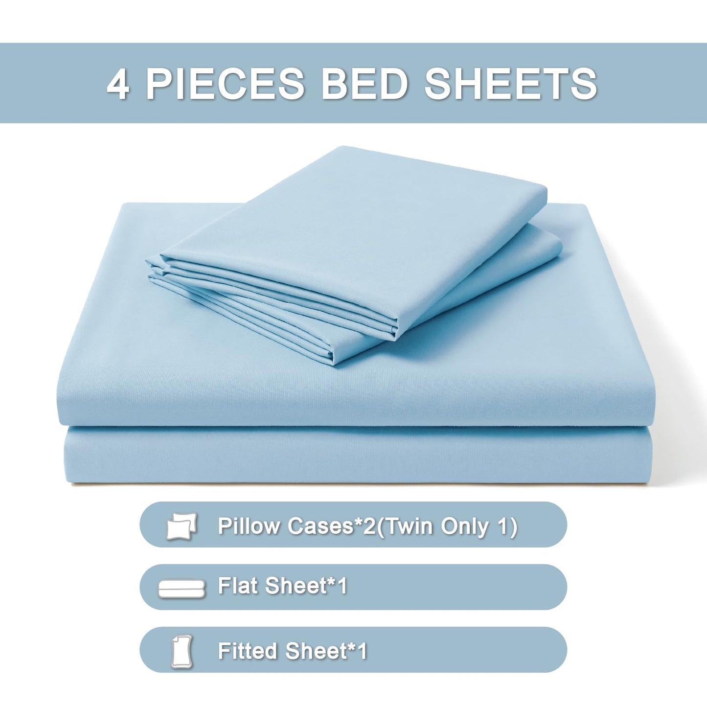 FreshCulture Queen Sheet Set - Ultra Soft Sheets for Queen Size Bed - 4 Pieces Hotel Luxury Queen Bed Sheets