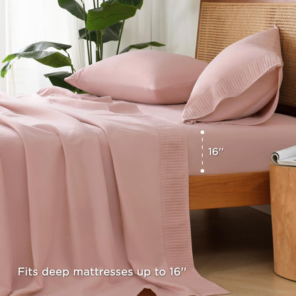 Microfiber Queen Sheet, Deep Pocket Up to 16", Hotel Luxury Breathable & Cooling Bed Sheet Set