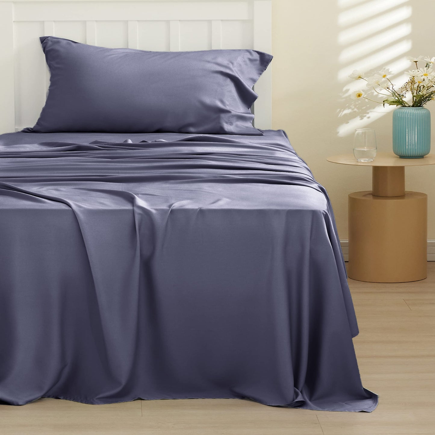 Bedsure King Size Sheet Set, Cooling Sheets King, Deep Pocket Up to 16", Hotel Luxury Silky Bedding Sheets & Pillowcases