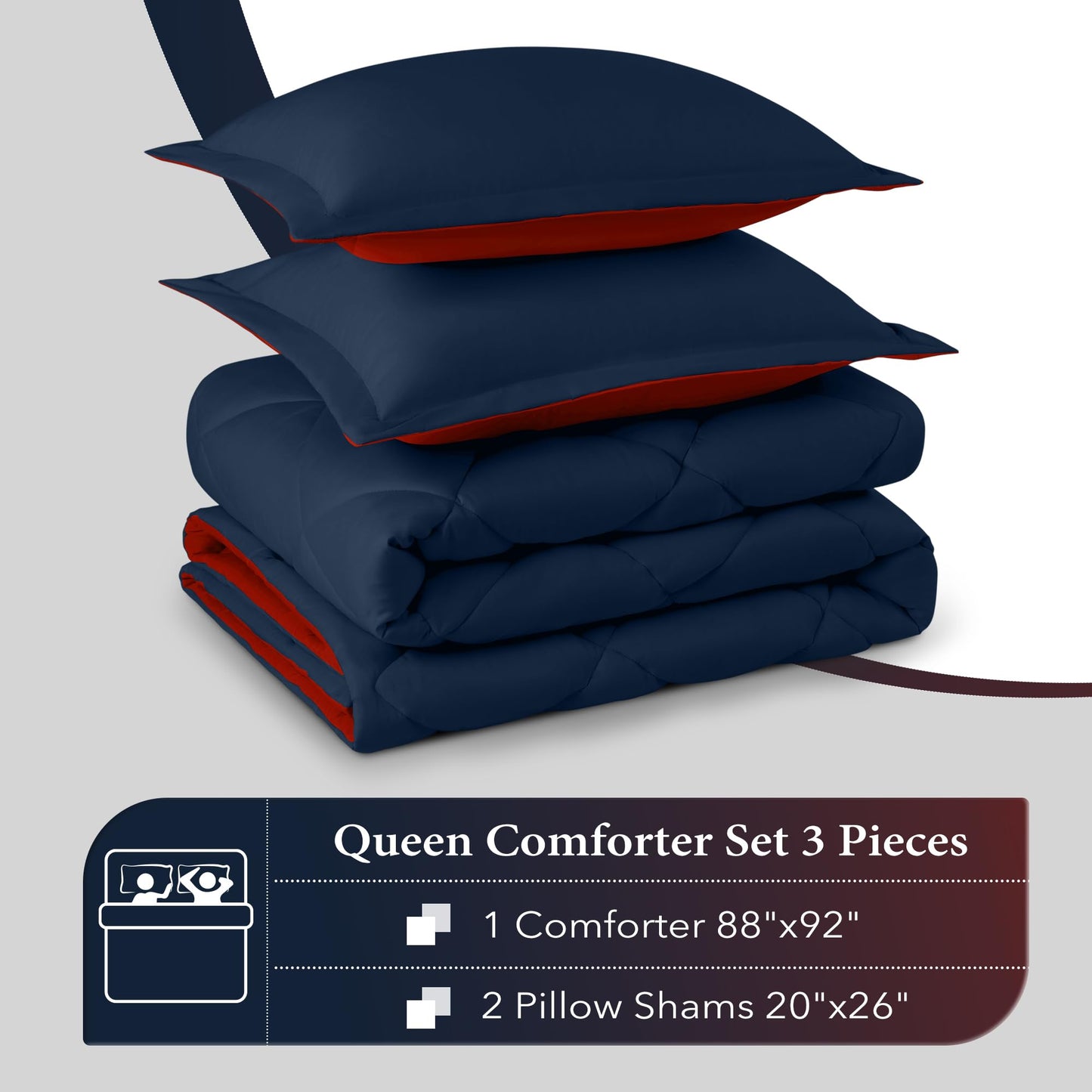 Downluxe King Size Comforter Set - Red and Black King Comforter, Soft Bedding Sets for All Seasons - 3 Pieces