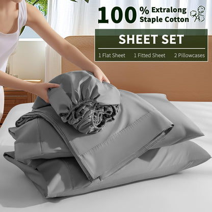 Luxury 1000 High Thread Count Egyptian Cotton Bed Sheets 4 PC, Breathable & Cooling Sheets, 16" Deep Pocket