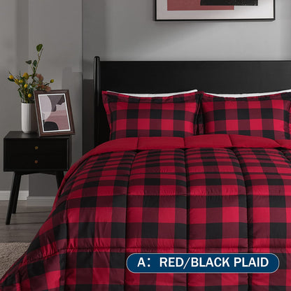 Downluxe King Size Comforter Set - Red and Black King Comforter, Soft Bedding Sets for All Seasons - 3 Pieces