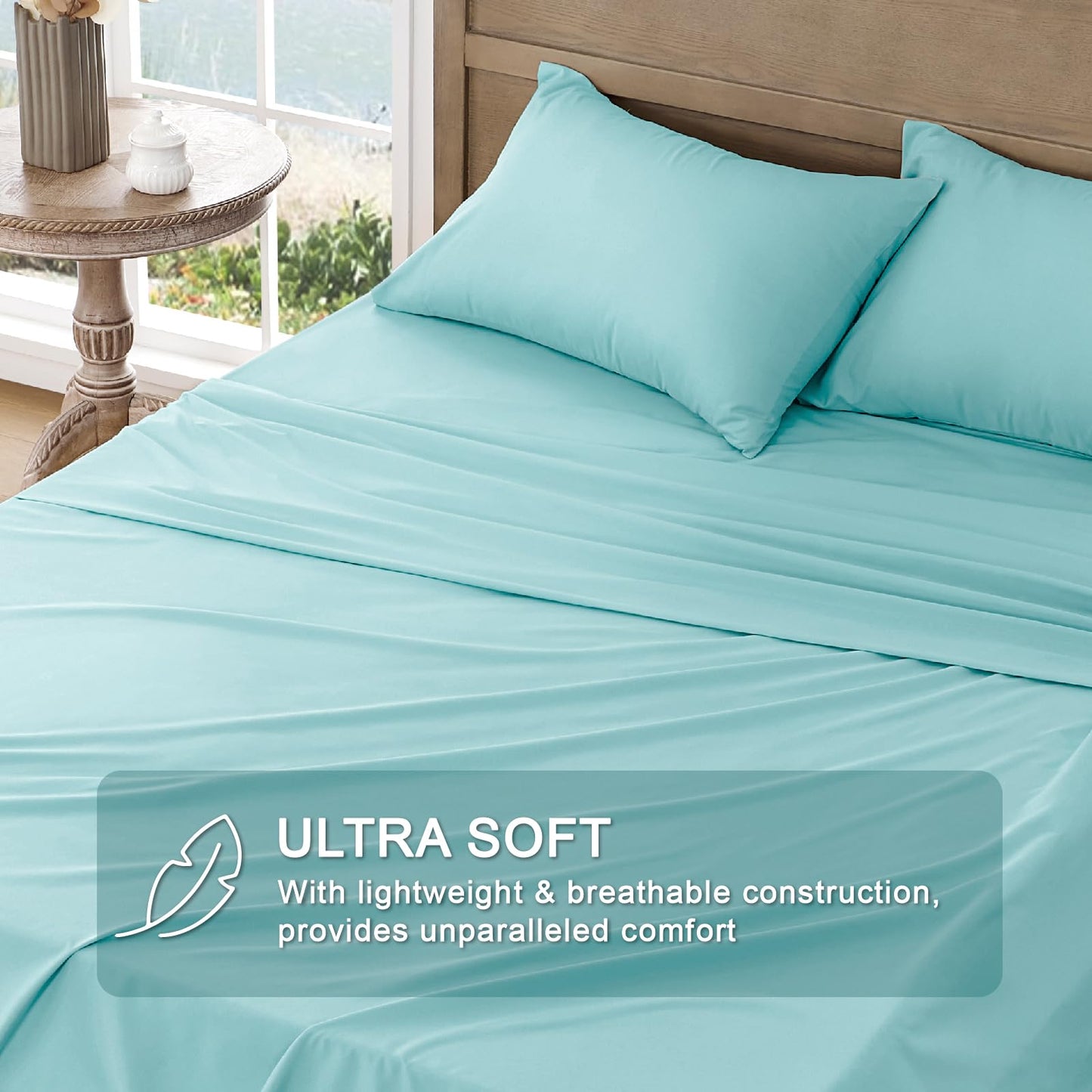 FreshCulture Queen Sheet Set - Ultra Soft Sheets for Queen Size Bed - 4 Pieces Hotel Luxury Queen Bed Sheets