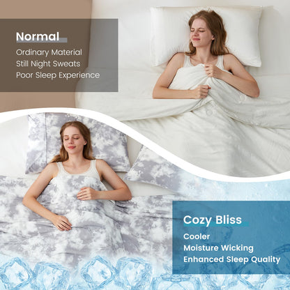 Cozy Bliss Cooling Comforter Set Queen Size, Double-Sided Cool Tech Cooling Blankets for Hot Sleepers and Night Sweats