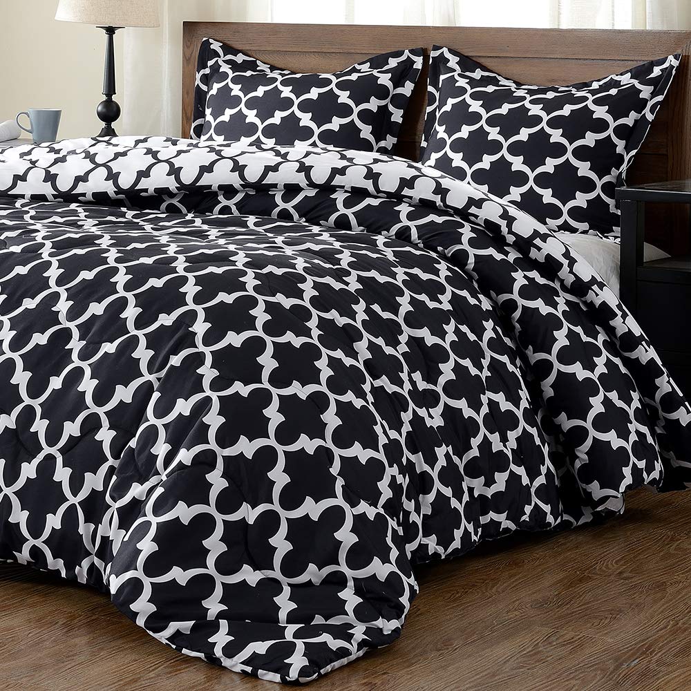 Downluxe King Size Comforter Set - Red and Black King Comforter, Soft Bedding Sets for All Seasons - 3 Pieces