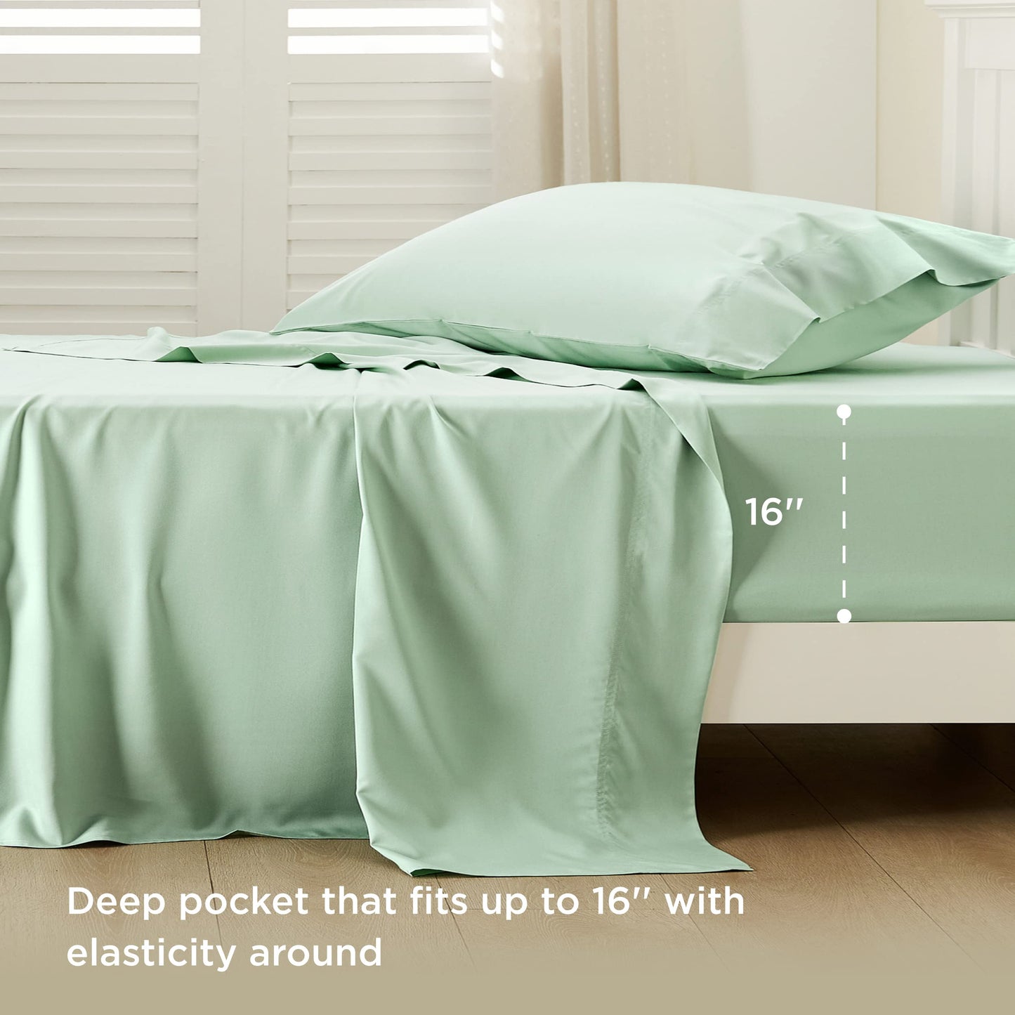 Bedsure King Size Sheet Set, Cooling Sheets King, Deep Pocket Up to 16", Hotel Luxury Silky Bedding Sheets & Pillowcases