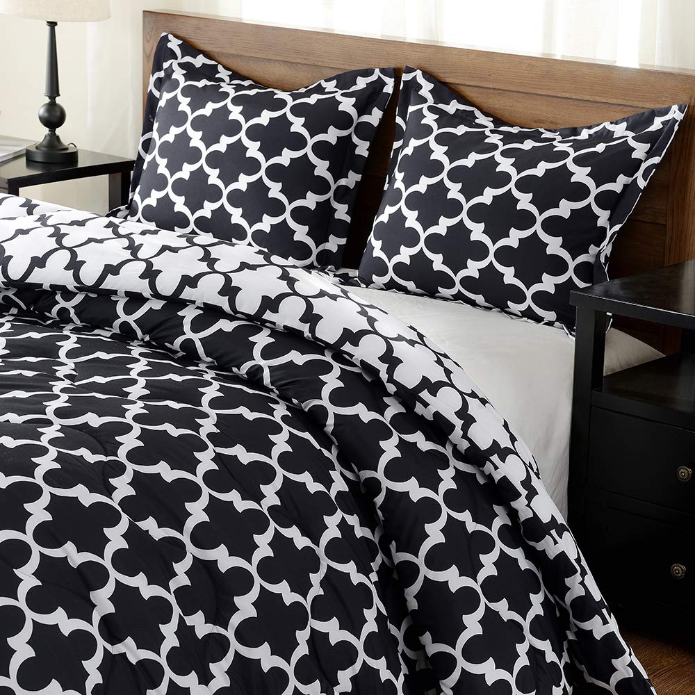 Downluxe King Size Comforter Set - Red and Black King Comforter, Soft Bedding Sets for All Seasons - 3 Pieces