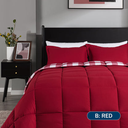 Downluxe King Size Comforter Set - Red and Black King Comforter, Soft Bedding Sets for All Seasons - 3 Pieces