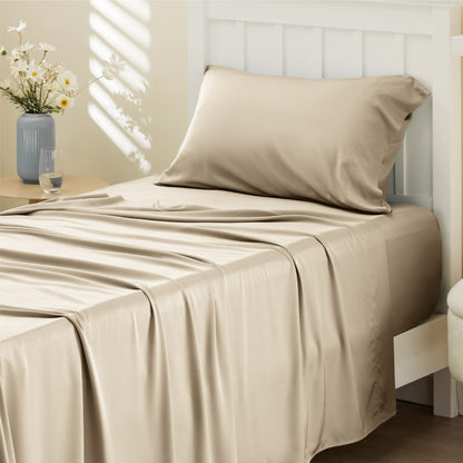 Bedsure King Size Sheet Set, Cooling Sheets King, Deep Pocket Up to 16", Hotel Luxury Silky Bedding Sheets & Pillowcases