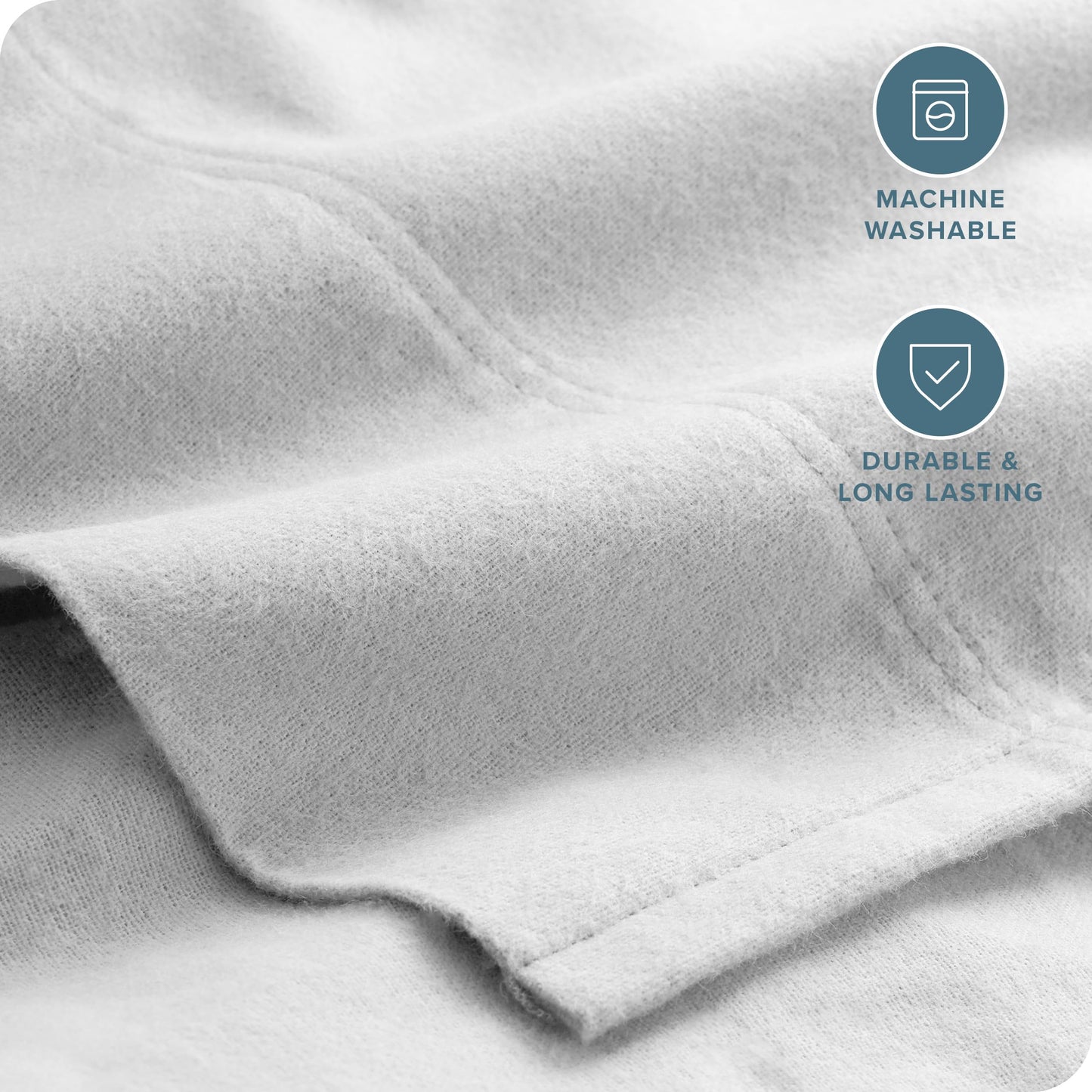 Bare Home Flannel Sheet Set 100% Cotton, Velvety Soft Heavyweight - Double Brushed Flannel - Deep Pocket (Split King, Grey)