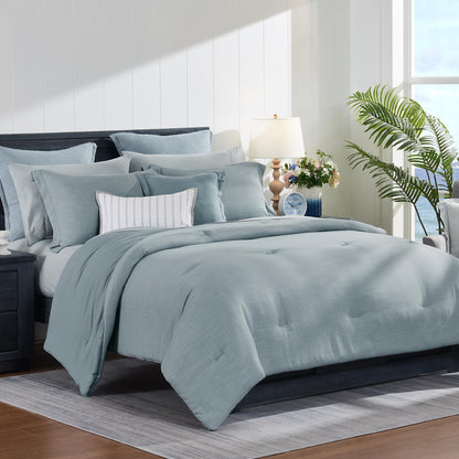 Geniospin Full Comforter Set - 7 Pieces Comforter Full Size, Solid Bedding Sets for All Season, Textured Bed in a Bag with Sheets