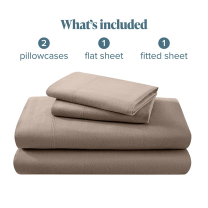 Bare Home Flannel Sheet Set 100% Cotton, Velvety Soft Heavyweight - Double Brushed Flannel - Deep Pocket (Split King, Grey)