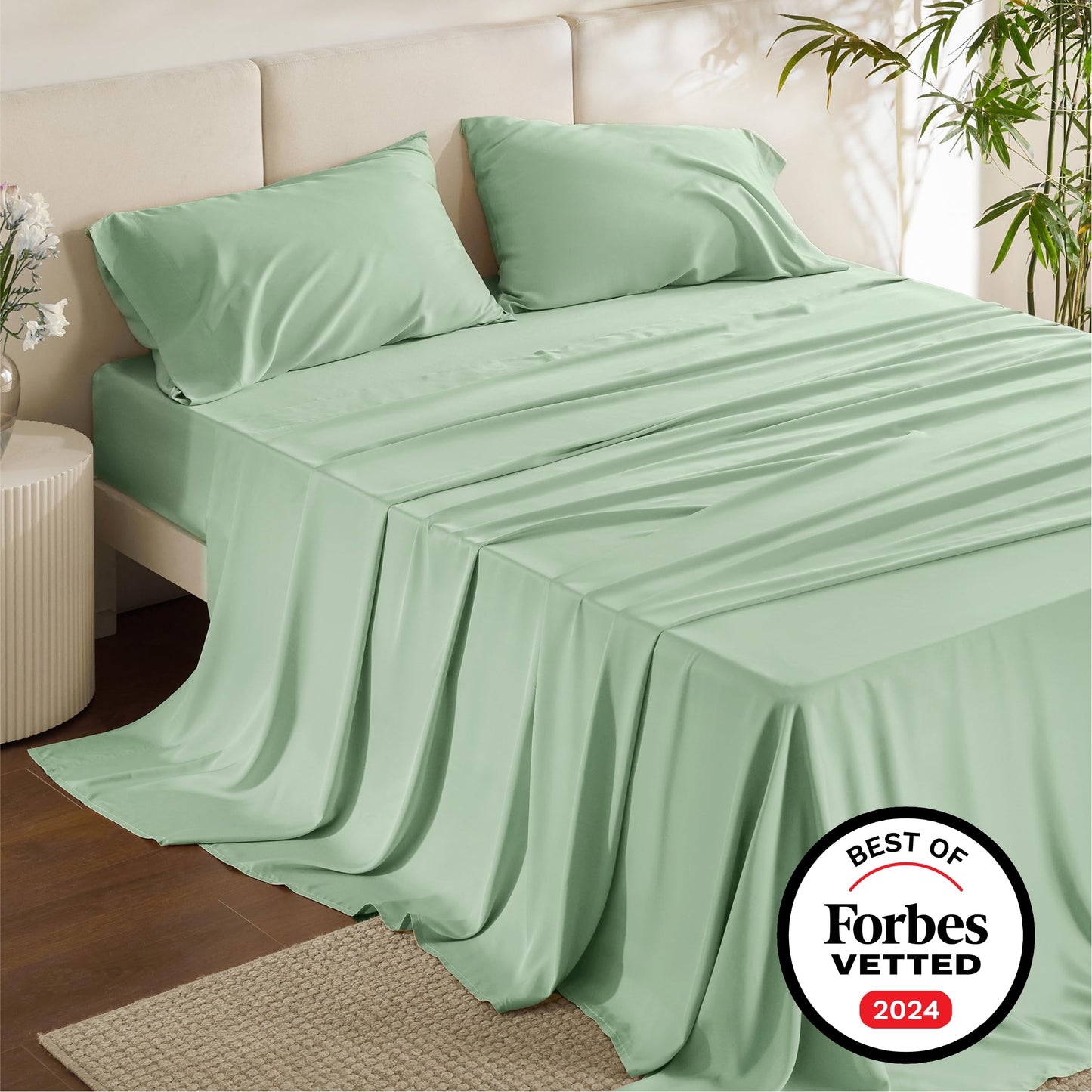 Bedsure King Size Sheet Set, Cooling Sheets King, Deep Pocket Up to 16", Hotel Luxury Silky Bedding Sheets & Pillowcases