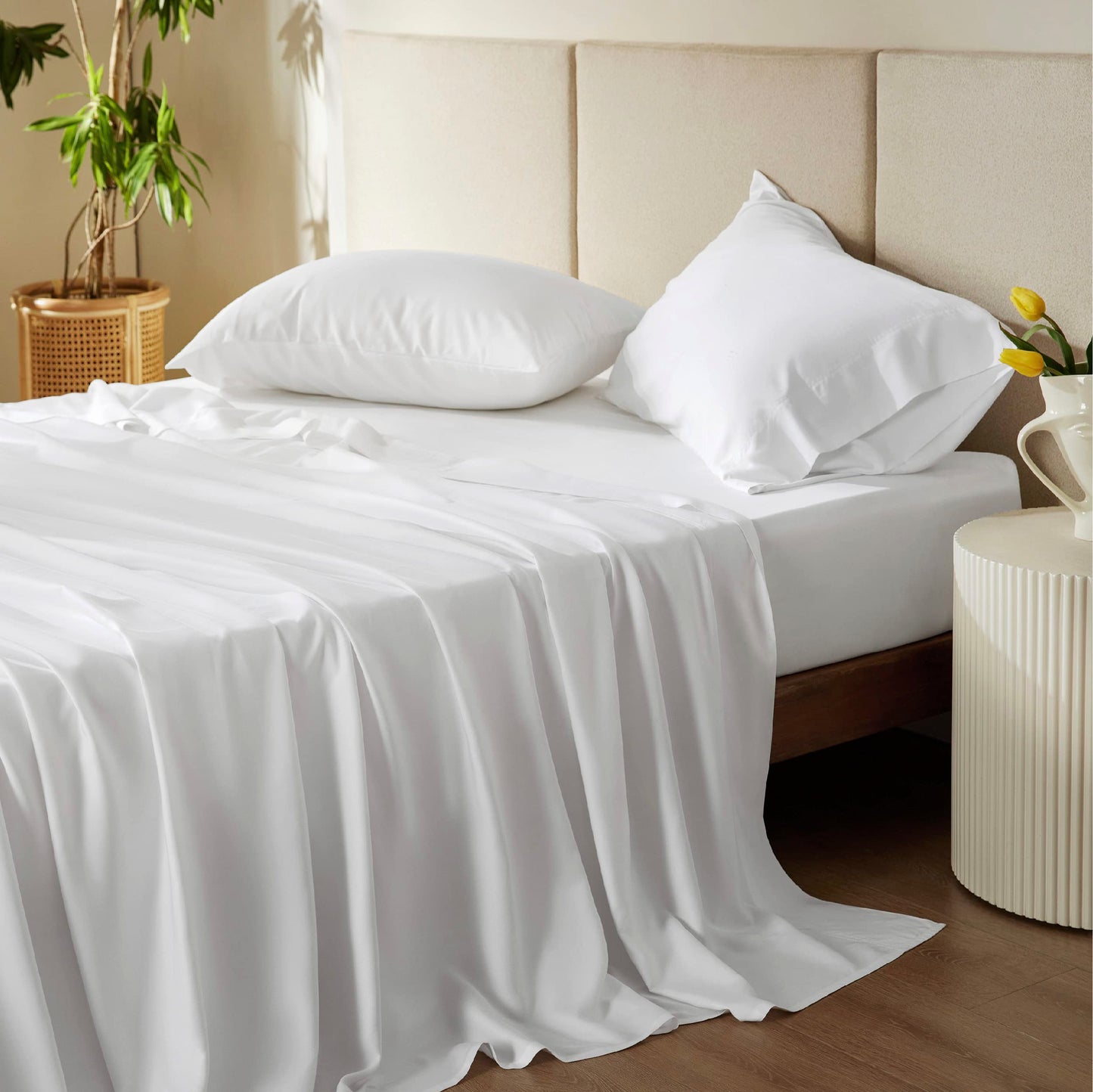 Bedsure King Size Sheet Set, Cooling Sheets King, Deep Pocket Up to 16", Hotel Luxury Silky Bedding Sheets & Pillowcases