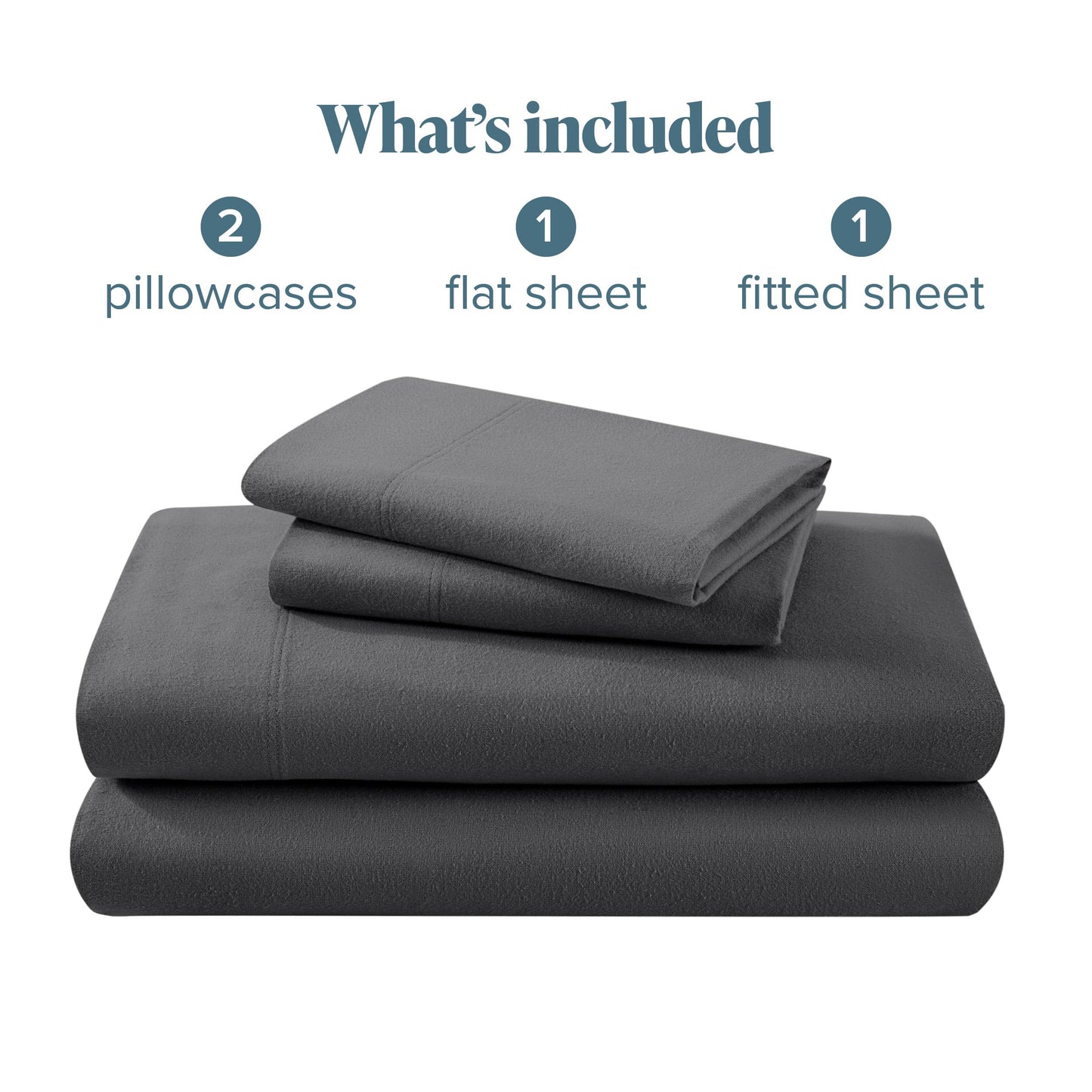 Bare Home Flannel Sheet Set 100% Cotton, Velvety Soft Heavyweight - Double Brushed Flannel - Deep Pocket (Split King, Grey)