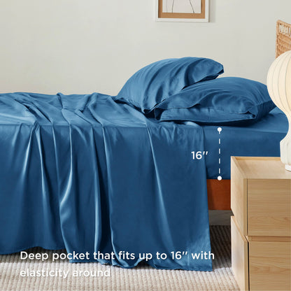 Bedsure King Size Sheet Set, Cooling Sheets King, Deep Pocket Up to 16", Hotel Luxury Silky Bedding Sheets & Pillowcases