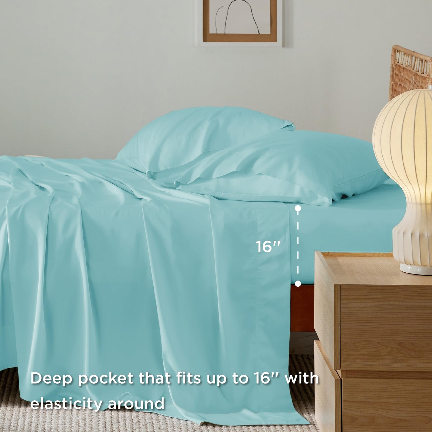 Bedsure King Size Sheet Set, Cooling Sheets King, Deep Pocket Up to 16", Hotel Luxury Silky Bedding Sheets & Pillowcases