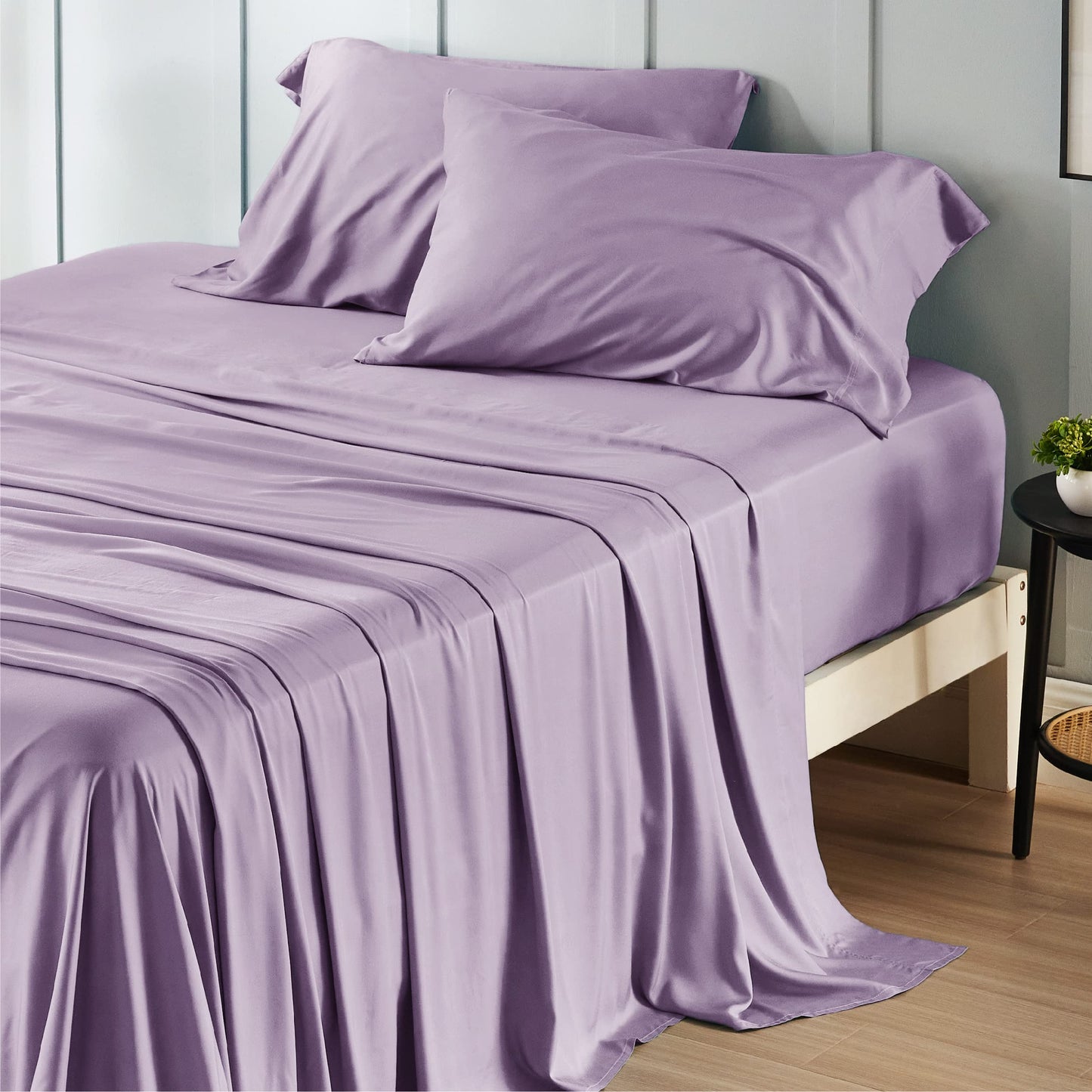 Bedsure King Size Sheet Set, Cooling Sheets King, Deep Pocket Up to 16", Hotel Luxury Silky Bedding Sheets & Pillowcases