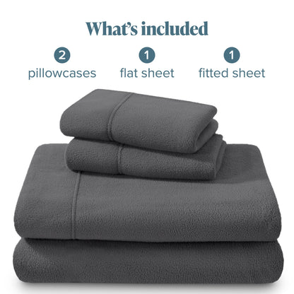 Bare Home Super Soft Fleece Sheet Set - Split Head Flex King Size - Extra Plush Polar Fleece, No-Pilling Bed Sheets - All Season Cozy Warmth