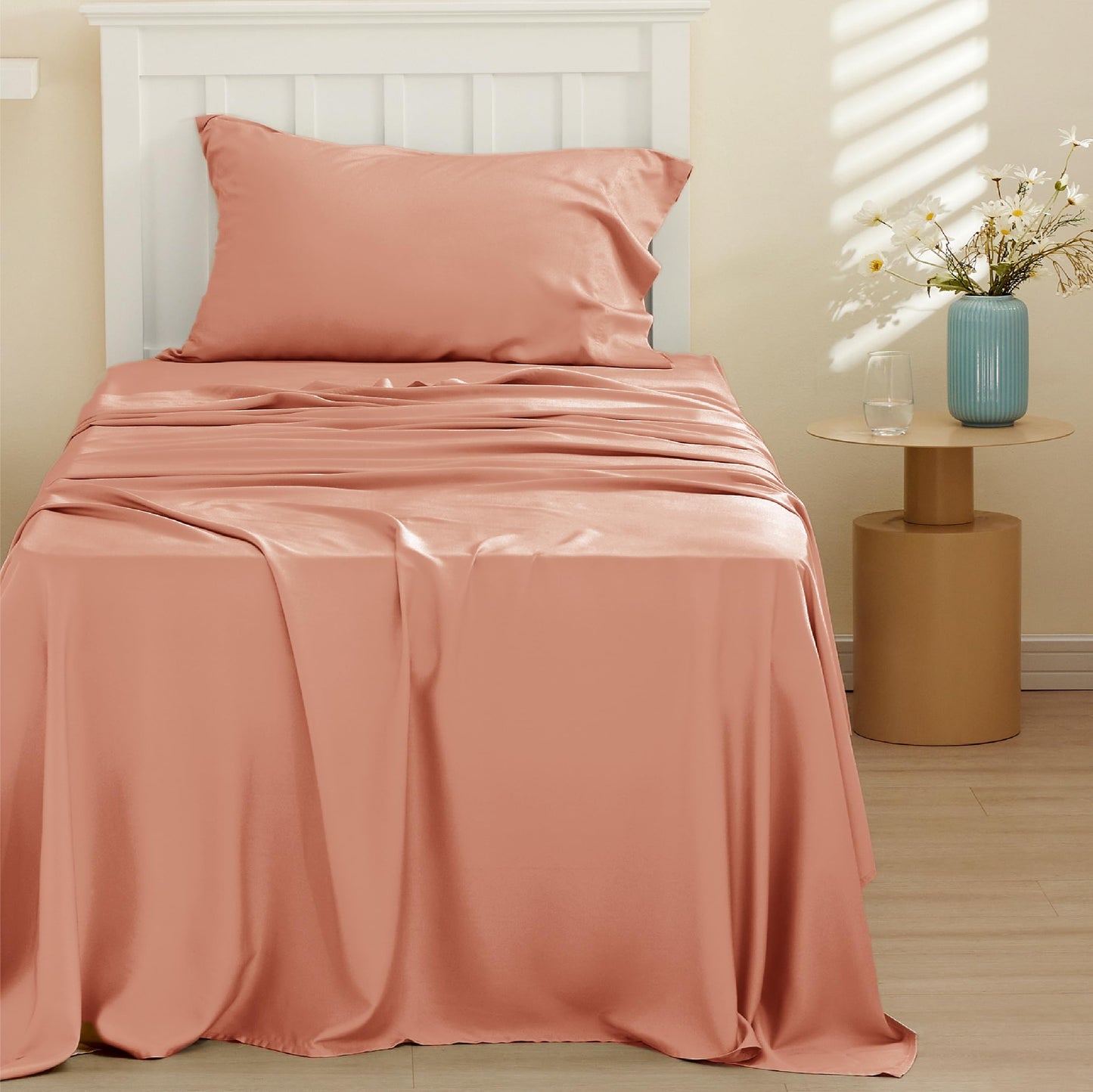 Bedsure King Size Sheet Set, Cooling Sheets King, Deep Pocket Up to 16", Hotel Luxury Silky Bedding Sheets & Pillowcases