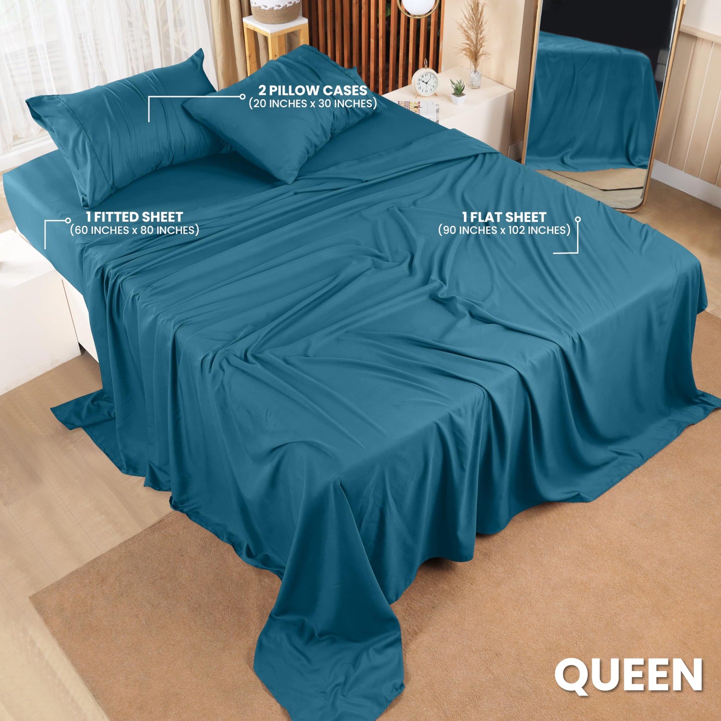 Utopia Bedding Queen Bed Sheets Set - 4 Piece Bedding - Brushed Microfiber - Shrinkage and Fade Resistant - Easy Care