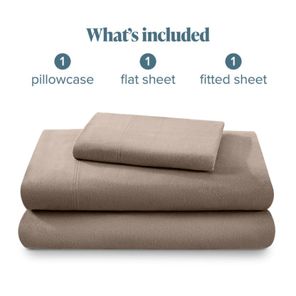 Bare Home Flannel Sheet Set 100% Cotton, Velvety Soft Heavyweight - Double Brushed Flannel - Deep Pocket (Split King, Grey)