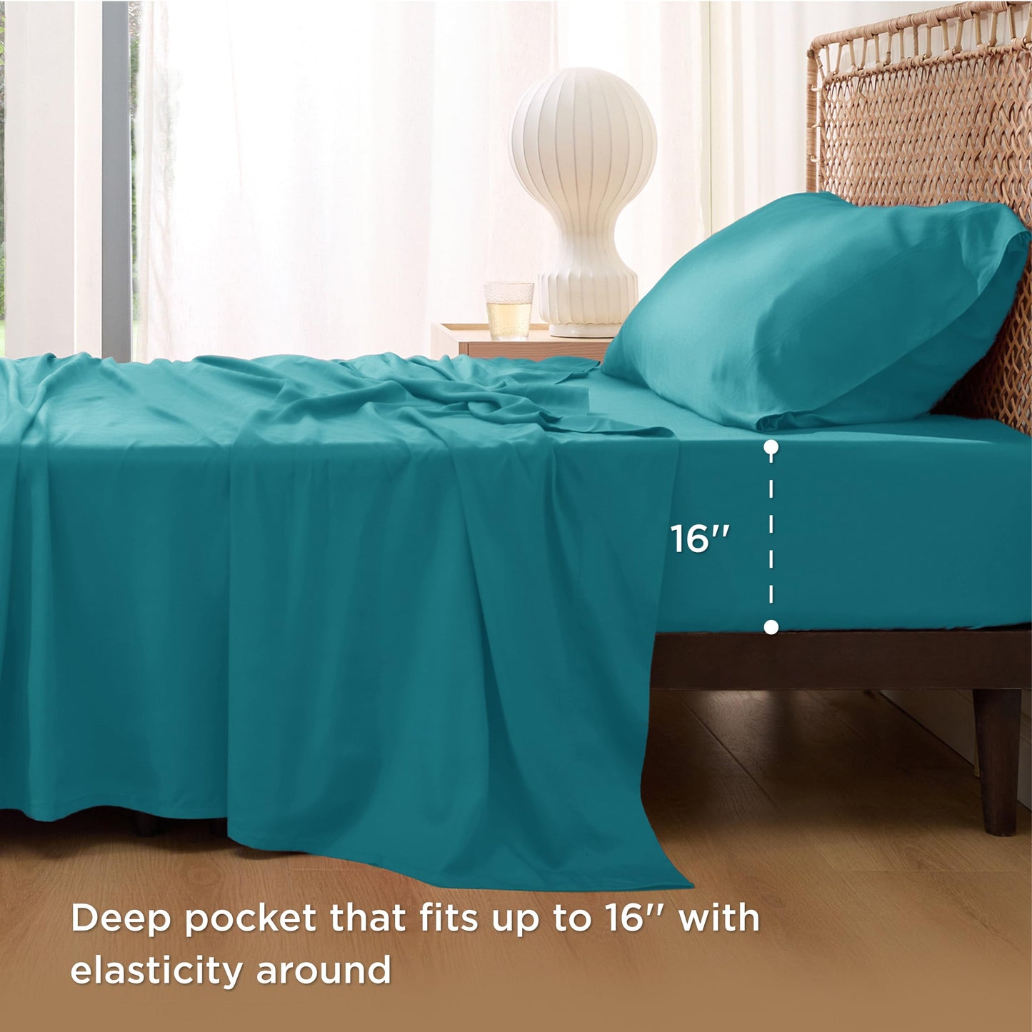 Bedsure King Size Sheet Set, Cooling Sheets King, Deep Pocket Up to 16", Hotel Luxury Silky Bedding Sheets & Pillowcases