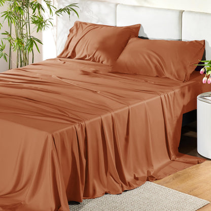 Bedsure King Size Sheet Set, Cooling Sheets King, Deep Pocket Up to 16", Hotel Luxury Silky Bedding Sheets & Pillowcases