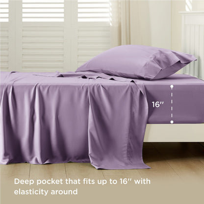 Bedsure King Size Sheet Set, Cooling Sheets King, Deep Pocket Up to 16", Hotel Luxury Silky Bedding Sheets & Pillowcases