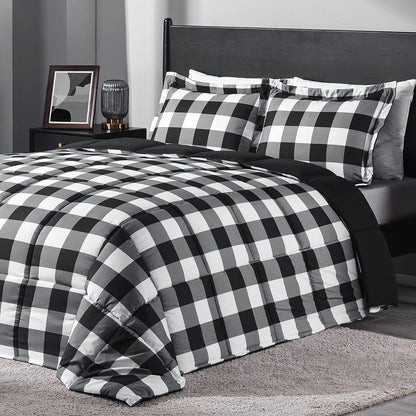 Downluxe King Size Comforter Set - Red and Black King Comforter, Soft Bedding Sets for All Seasons - 3 Pieces