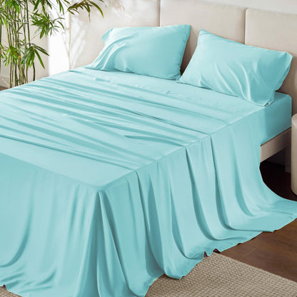 Bedsure King Size Sheet Set, Cooling Sheets King, Deep Pocket Up to 16", Hotel Luxury Silky Bedding Sheets & Pillowcases