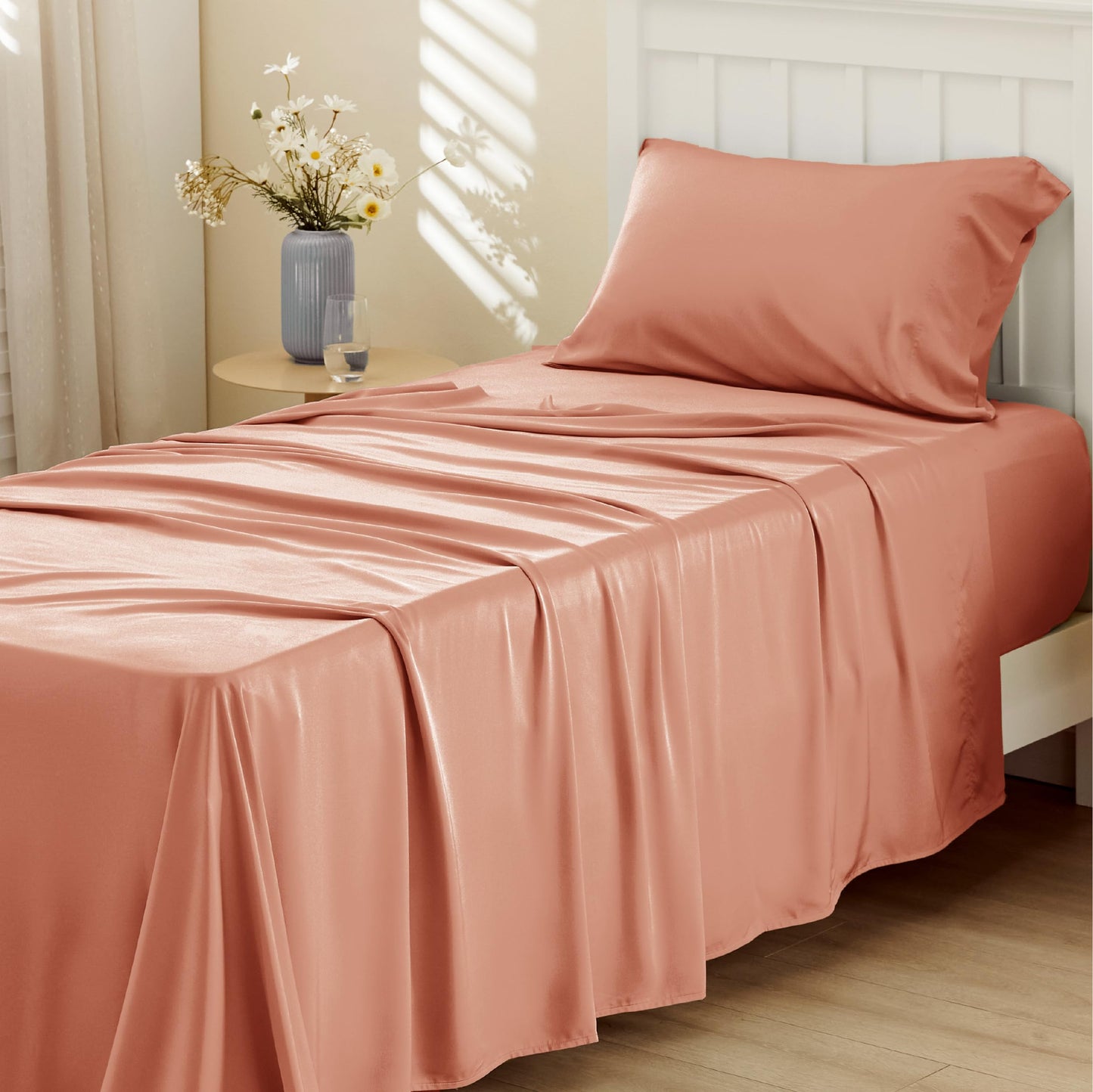 Bedsure King Size Sheet Set, Cooling Sheets King, Deep Pocket Up to 16", Hotel Luxury Silky Bedding Sheets & Pillowcases