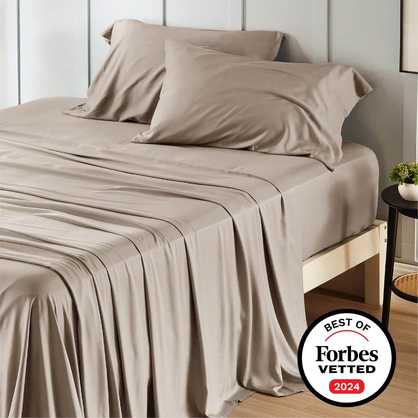 Bedsure King Size Sheet Set, Cooling Sheets King, Deep Pocket Up to 16", Hotel Luxury Silky Bedding Sheets & Pillowcases