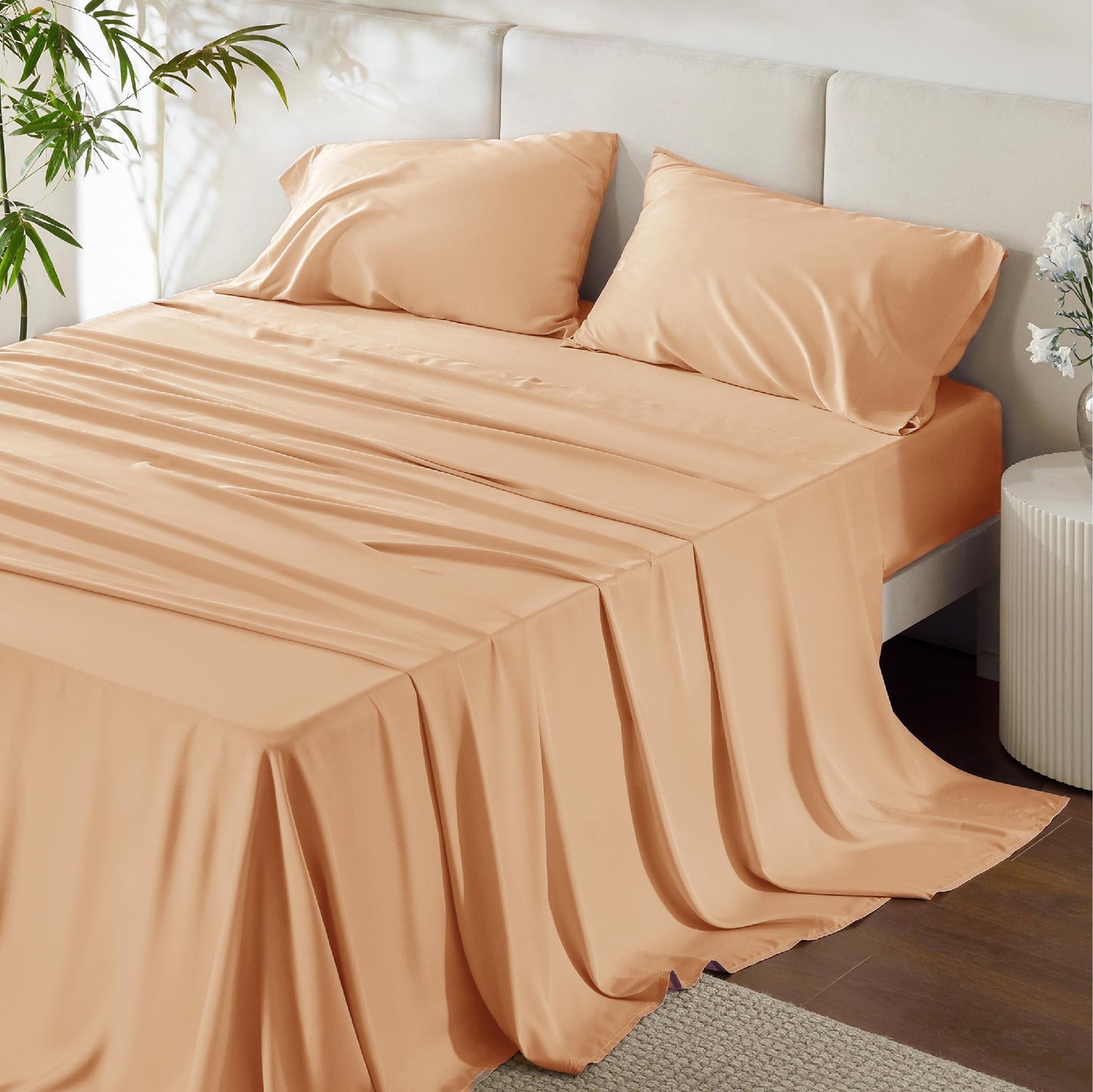 Bedsure King Size Sheet Set, Cooling Sheets King, Deep Pocket Up to 16", Hotel Luxury Silky Bedding Sheets & Pillowcases