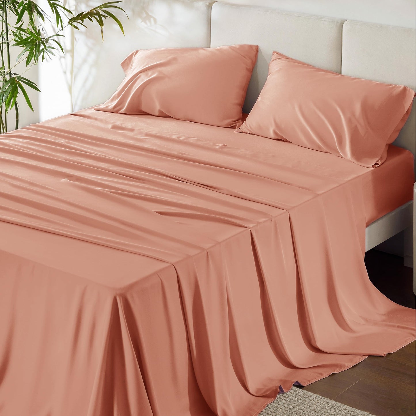 Bedsure King Size Sheet Set, Cooling Sheets King, Deep Pocket Up to 16", Hotel Luxury Silky Bedding Sheets & Pillowcases