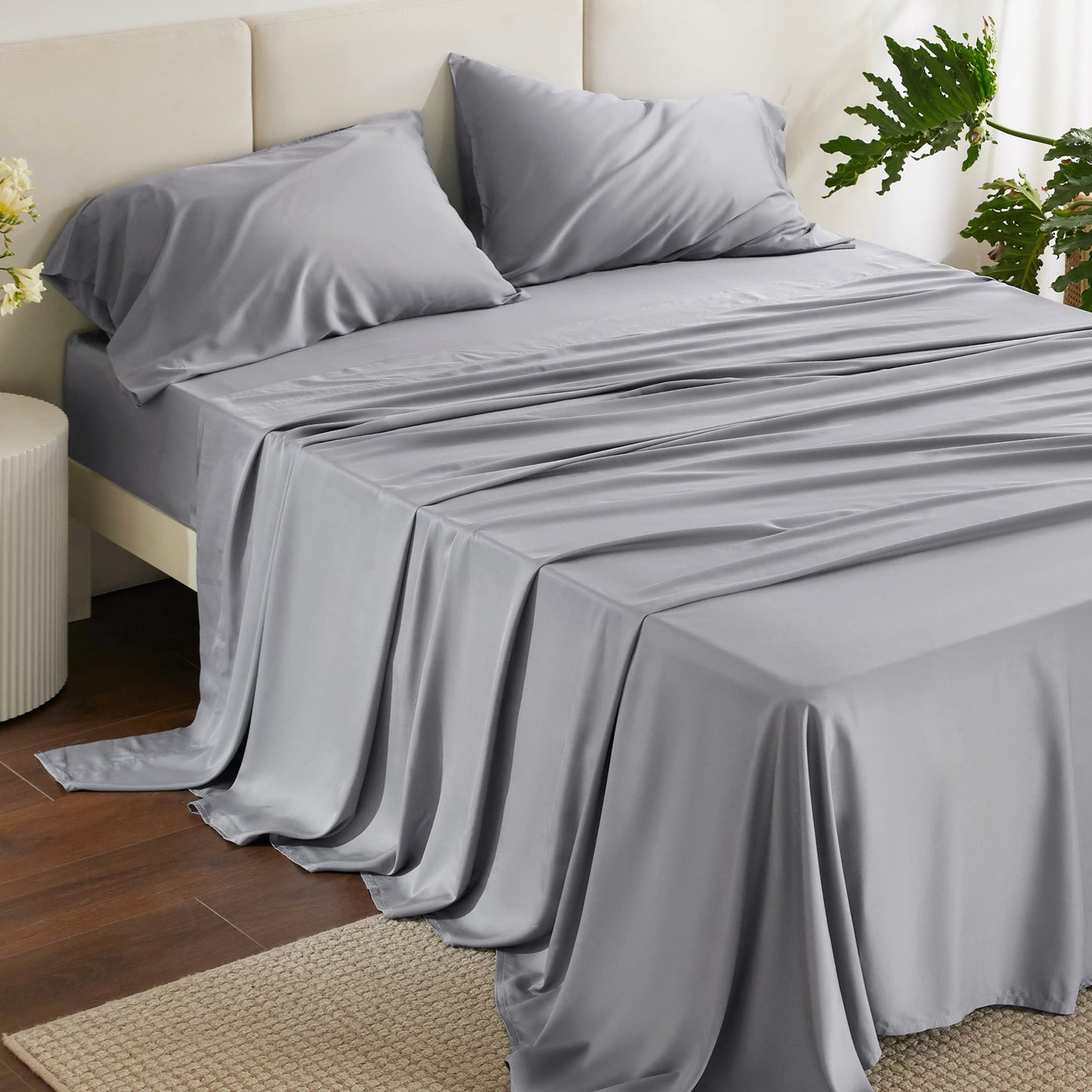 Bedsure King Size Sheet Set, Cooling Sheets King, Deep Pocket Up to 16", Hotel Luxury Silky Bedding Sheets & Pillowcases