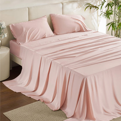 Bedsure King Size Sheet Set, Cooling Sheets King, Deep Pocket Up to 16", Hotel Luxury Silky Bedding Sheets & Pillowcases