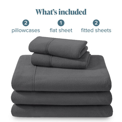 Bare Home Super Soft Fleece Sheet Set - Split Head Flex King Size - Extra Plush Polar Fleece, No-Pilling Bed Sheets - All Season Cozy Warmth