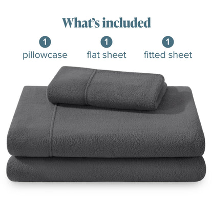 Bare Home Super Soft Fleece Sheet Set - Split Head Flex King Size - Extra Plush Polar Fleece, No-Pilling Bed Sheets - All Season Cozy Warmth