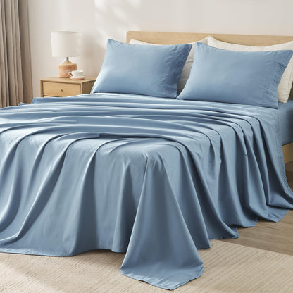 Microfiber Queen Sheet, Deep Pocket Up to 16", Hotel Luxury Breathable & Cooling Bed Sheet Set