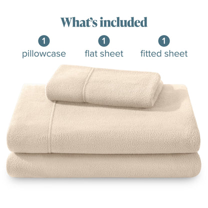 Bare Home Super Soft Fleece Sheet Set - Split Head Flex King Size - Extra Plush Polar Fleece, No-Pilling Bed Sheets - All Season Cozy Warmth