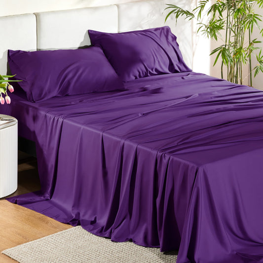 Bedsure King Size Sheet Set, Cooling Sheets King, Deep Pocket Up to 16", Hotel Luxury Silky Bedding Sheets & Pillowcases