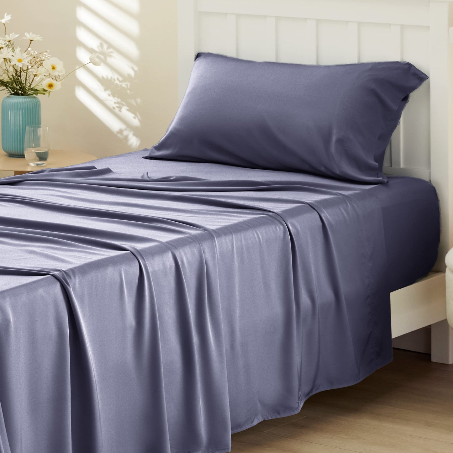 Bedsure King Size Sheet Set, Cooling Sheets King, Deep Pocket Up to 16", Hotel Luxury Silky Bedding Sheets & Pillowcases